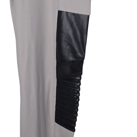 White Birch Womens Gray Black Faux Leather Contrast Moto Leggings Size 1XL - Picture 3 of 6